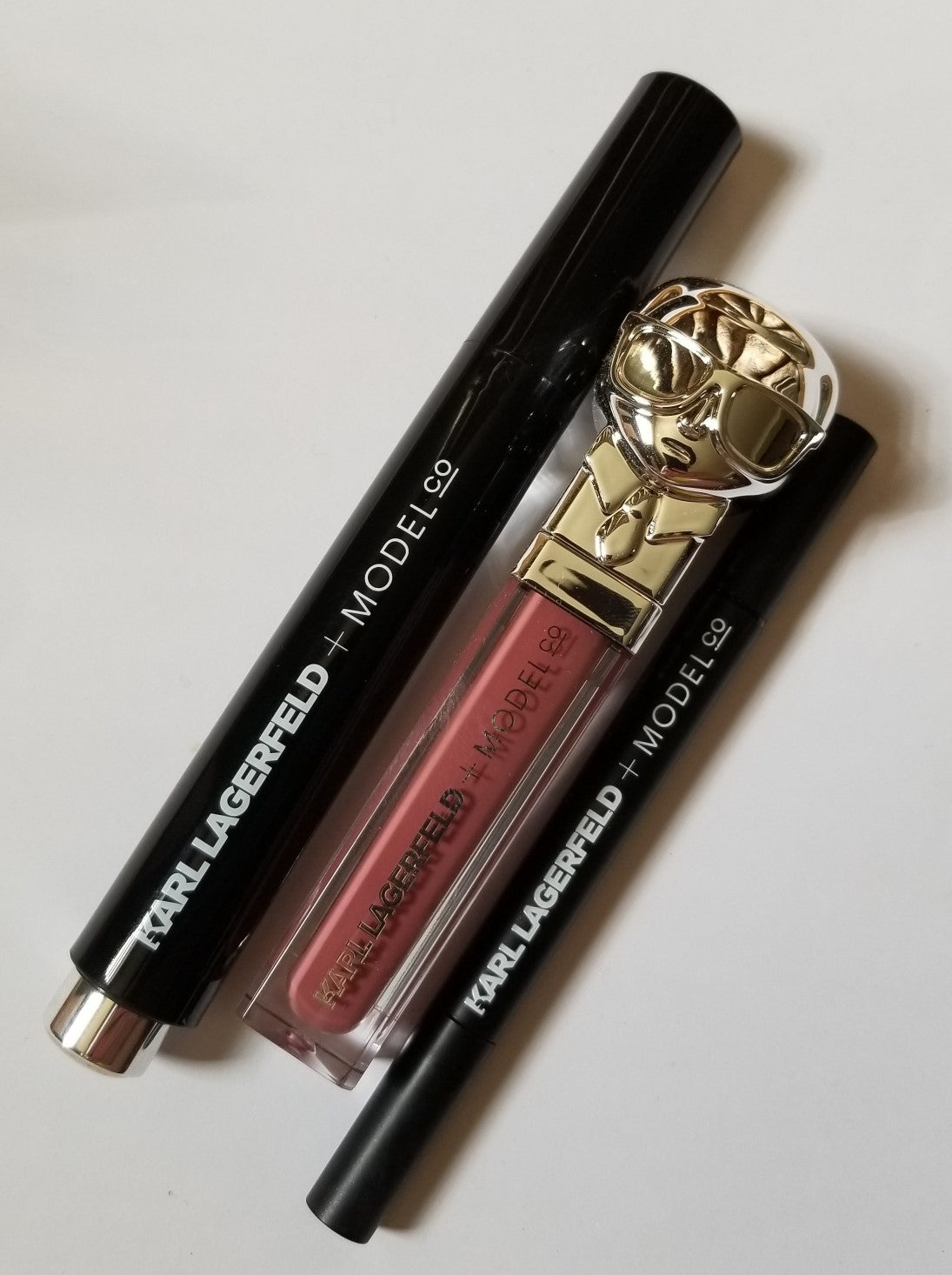 Review, Swatches, Photos, Makeup, Trends 2018, 2019, 2020: Karl Lagerfeld + Model Co, Liquid Luminizer Strobing Pen, Lip Lights Gloss, Long-Lasting Liquid Liner + Karl Beauty Stamp, Karl 7, Nude