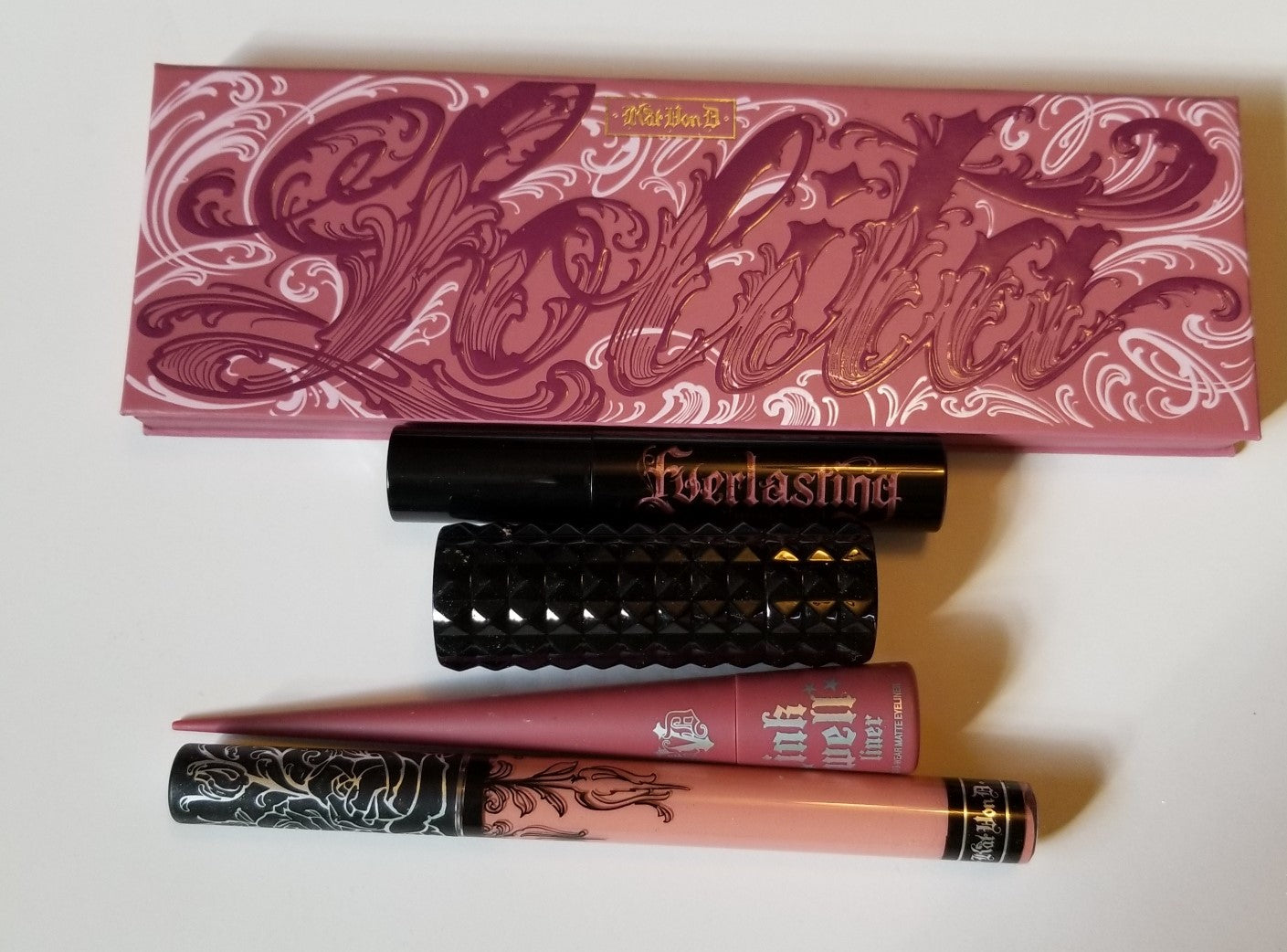 Review, Swatches, Photos, Makeup Trends 2019, 2020: Kat Von D Beauty, Lolita Eyeshadow Palette, Everlasting Liquid Lipstick, Glimmer Veil, Studded Kiss Lipstick, Ink Well Long-Wear Eyeliner