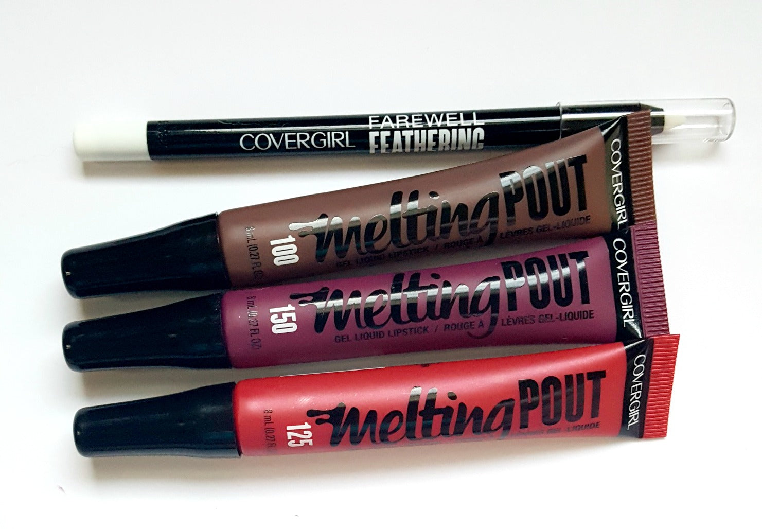 Review, Photos, Swatches, Makeup Trend 2017, 2018: Cover Girl Melting Pout Liquid Lipsticks, Farewell Feathering Lip Liner, Gell Yes, Raspberry Gelly, Gelebrity