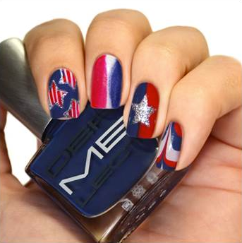 16, Best, 4th, Of, July, Nail, Art, Designs, Polish, Shades, Wraps, Stars, Stripes, Marbling, Sponge, Red, White, Blue, Trends