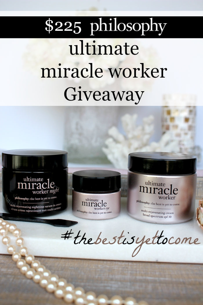 Giveaway, Review: philosophy ultimate miracle worker day cream, eye cream and night cream