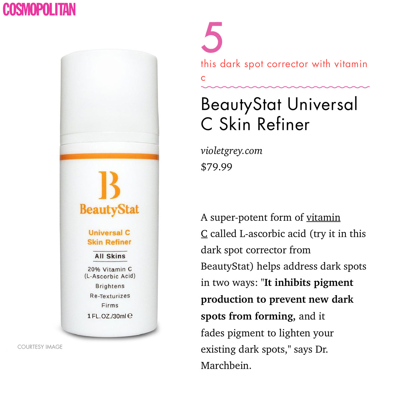 In Cosmopolitan: Universal C Skin Refiner Ranked Best Vitamin C Serum And Dark Spot Corrector - How To Treat Hyperpigmentation
