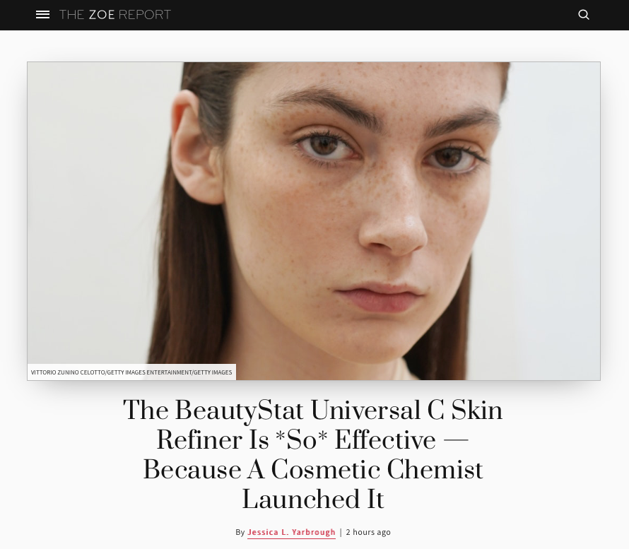 In The Zoe Report: Cosmetic Chemist Launches BeautyStat Universal C Skin Refiner