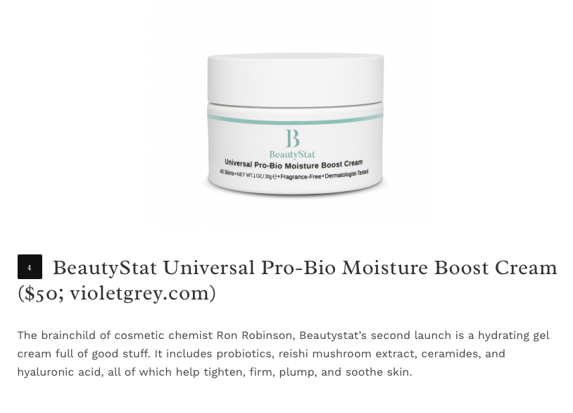 In Glam.com: BeautyStat Universal Pro-Bio Moisture Boost Cream Ranked Best New Product