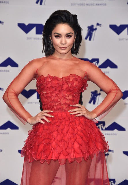 Best Hairstyles, Looks, Trends 2017, 2018, 2019: Chad Wood styles Vanessa Hudgens for the 2017 MTV Video Music Awards, Luxurious Volume Root Booster Blow Dry Lotion, Luxurious Volume Forever Full Hairspray, Frizz Ease Secret Weapon Touch-up Creme