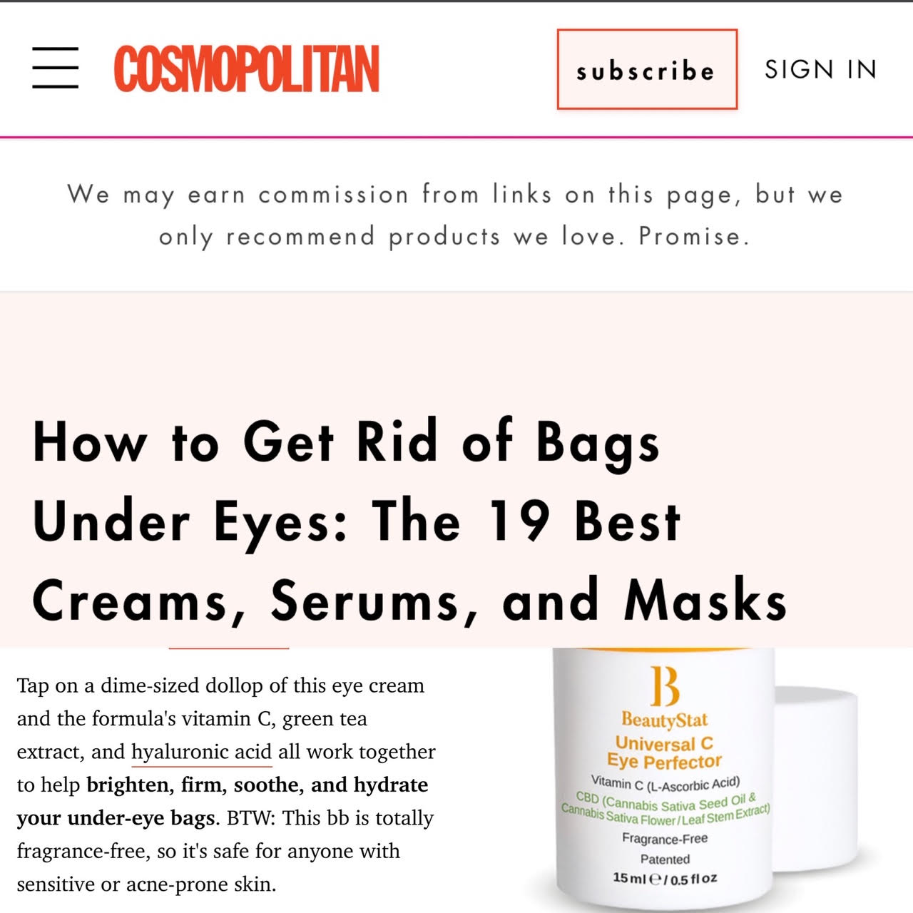 Cosmopolitan Names Universal C Eye Perfector Cream Best For Dark Circles, Wrinkles, Bags, Puffiness