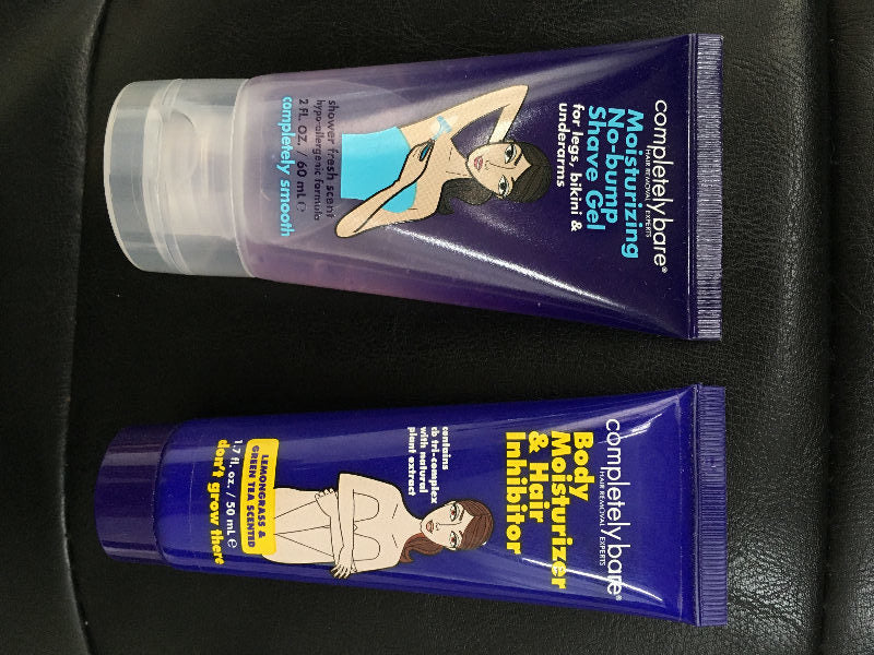 Skincare Product Review, Photos, Swatches, Trend 2017, 2018: Completely Bare No-Bump Shave Gel, Don't Grow There Body Moisturizer & Hair Inhibitor
