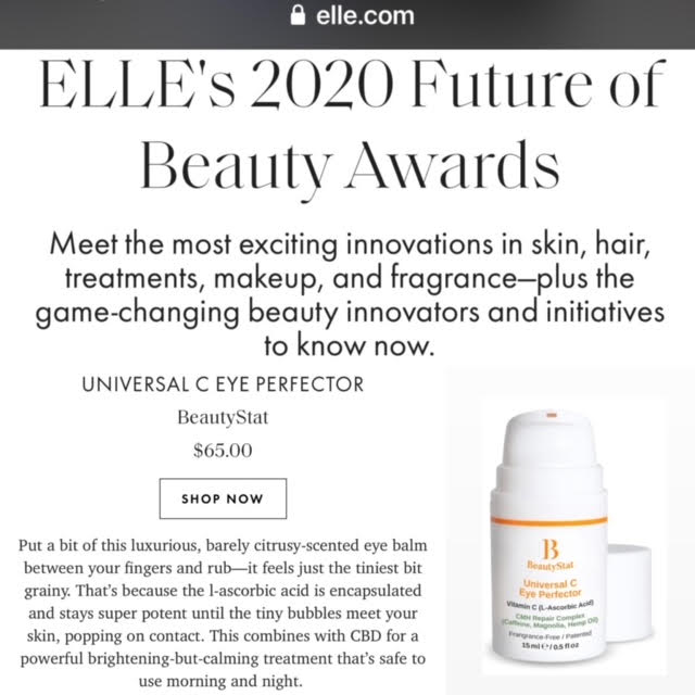 Elle Magazine Names Universal C Eye Perfector Best Eye Cream, 2020 Future Of Beauty Awards