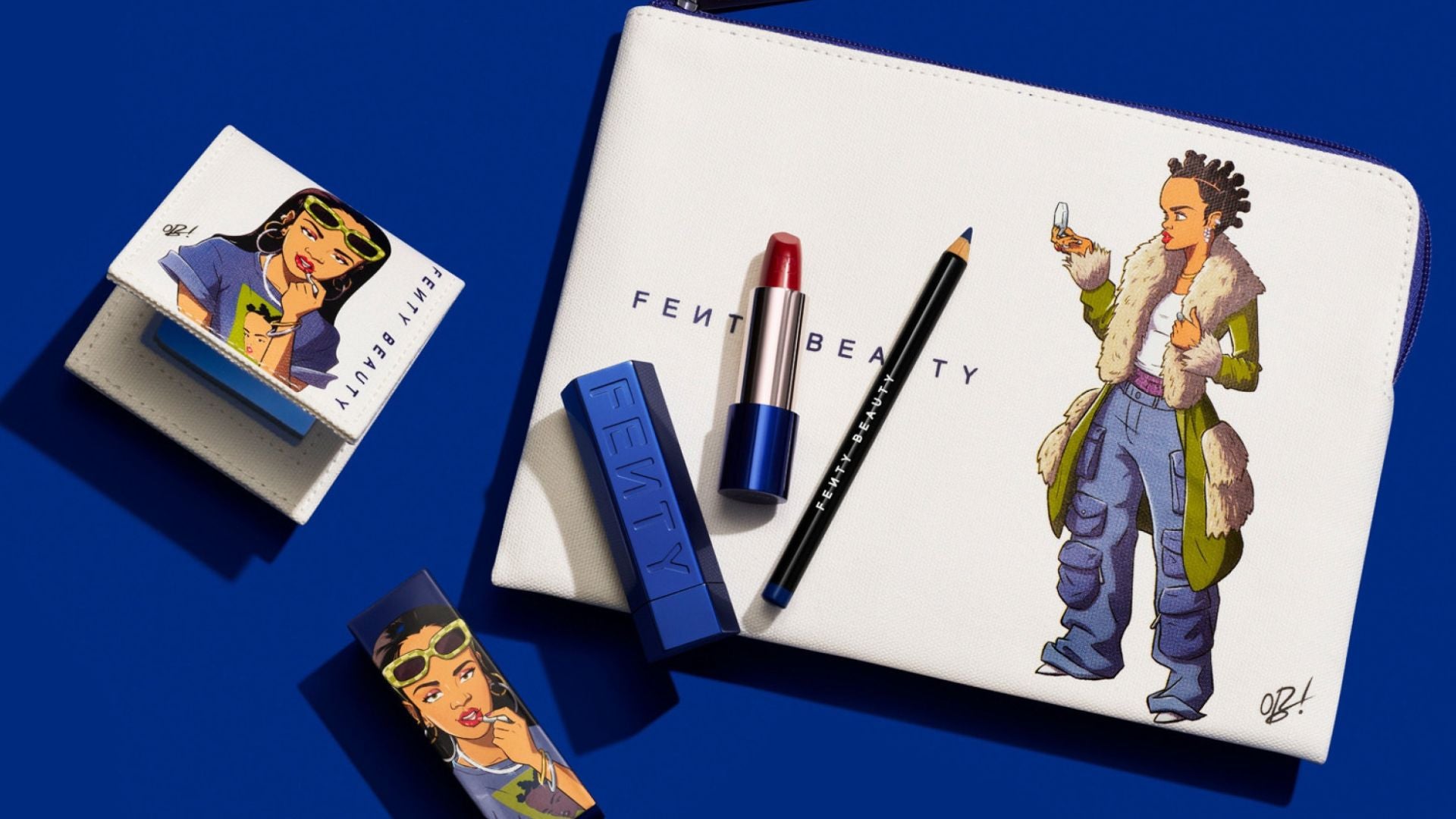 review, photos, ingredients, trends, makeup, 2022, 2023, fenty beauty, rihanna, the navy collection, the mvp, semi-matte refillable lipstick, the case, wish you wood longwear pencil eyeliner, makeup bag, makeup mirror