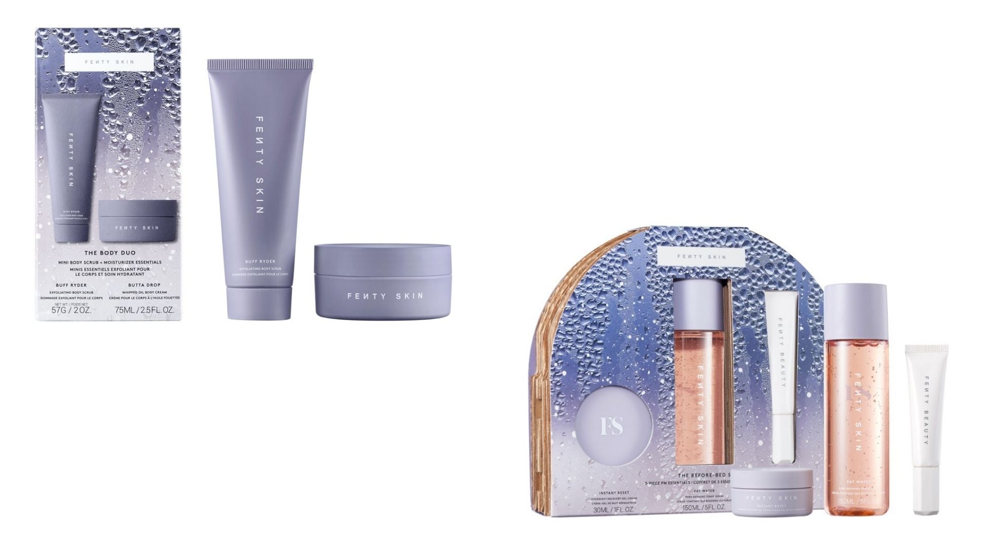 reviews, ingredients, trends, 2021, 2022, skin care, fenty skin, fenty beauty, holiday 2021 collection, before-bed set 3-piece pm essentials, the body duo mini body scrub + moisturizer essentials, holiday gift guide 2021