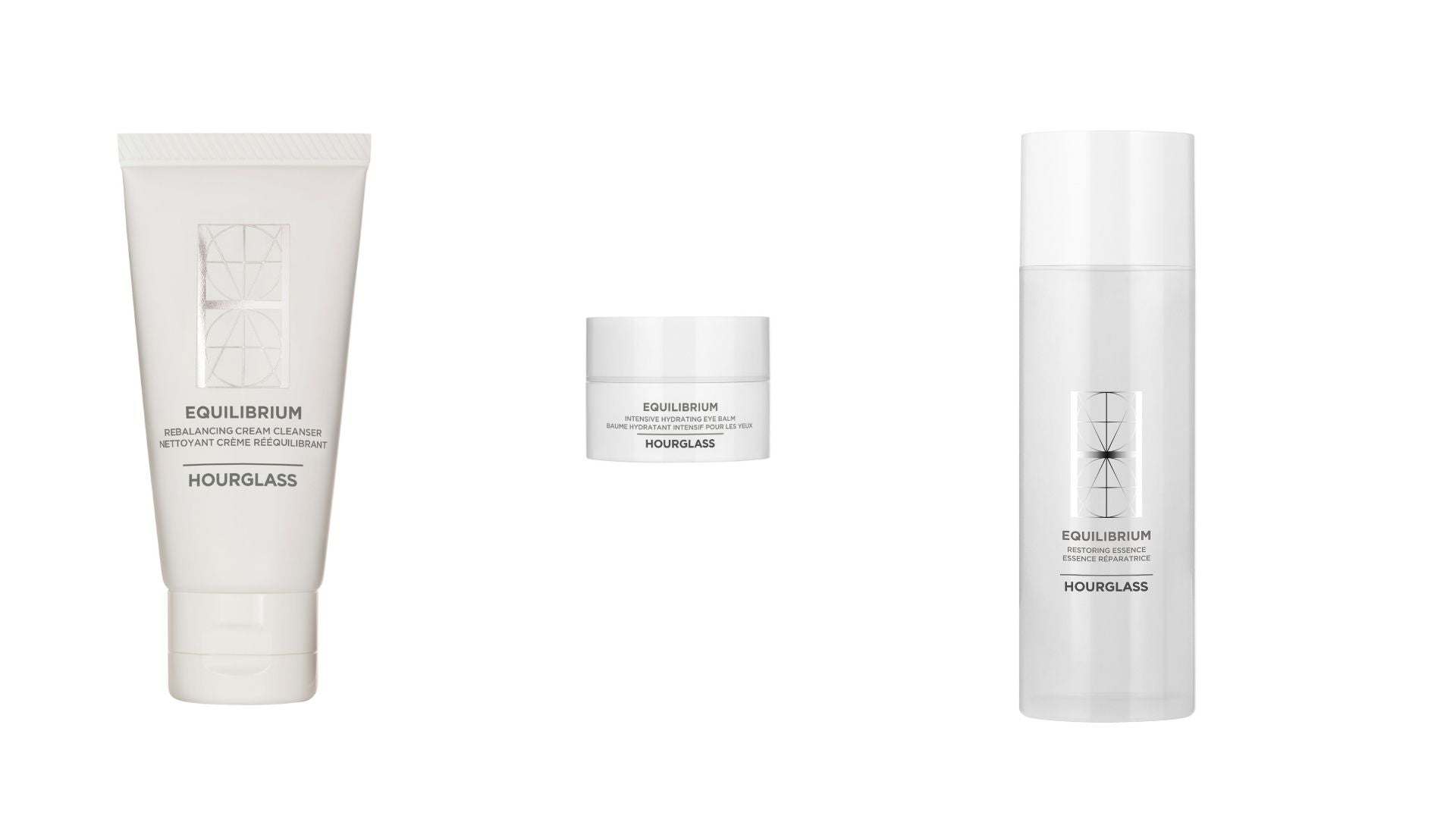 review, skincare, ingredients, photos, trends, 2021, 2022, hourglass, equilibrium collection, cell balancing complex, rebalancing cream cleanser, restoring essence, intense hydrating eye balm