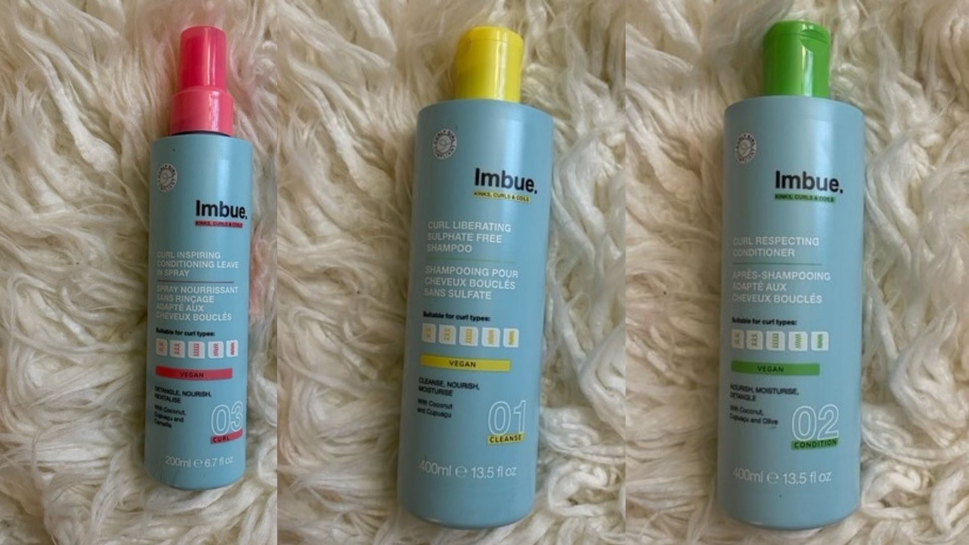 review, photos, ingredients, trends, hair care, 2021, 2022, imbue, curl liberating shampoo, sulphate free, curly girl compliant, vegan hair care, silicone free, curl inspiring conditioning leave-in spray, curl respecting conditioner