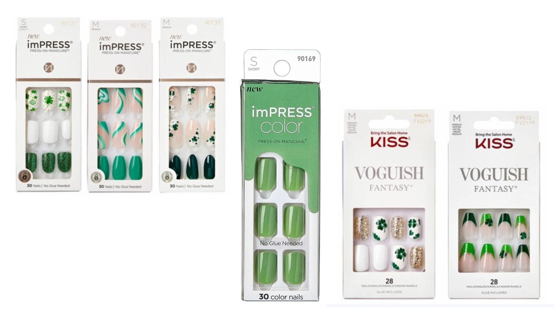 review, photos, ingredients, trends, nails, kiss, impress, press-on nails, st. patrick's day nails, best press-on nails, best drugstore press-on nails, popular st. patrick's day nail looks