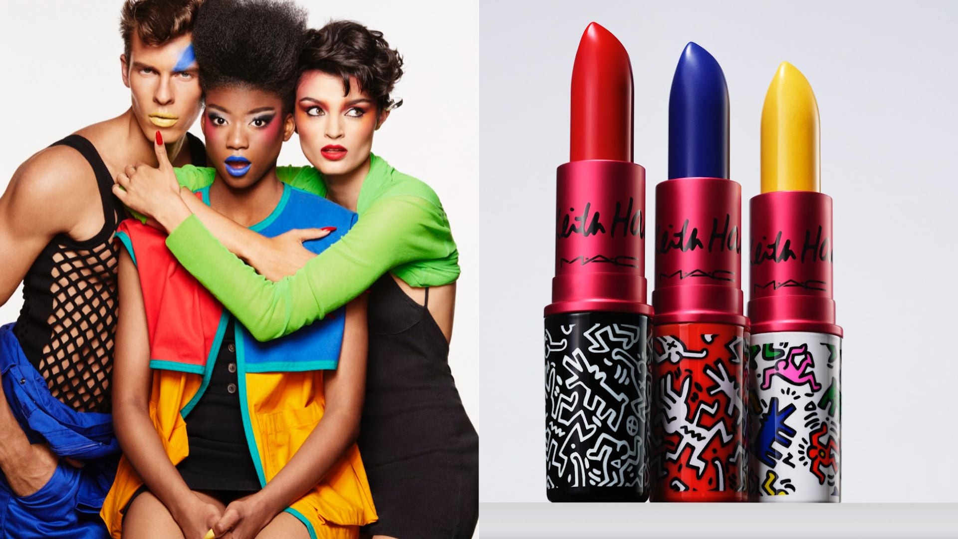 review, photos, ingredients, trends, makeup, 2021, 2022, mac cosmetics, keith haring, viva glam, ambassador, red haring, canal blue, st. mark's yellow, best new lipsticks