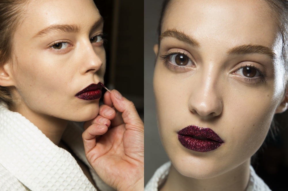 Makeup Trend: Jeweled Lips, Modern Graphic Eyes, Bare Skin By Pat McGrath For Atelier Versace Fall 2016 Couture Show, Paris